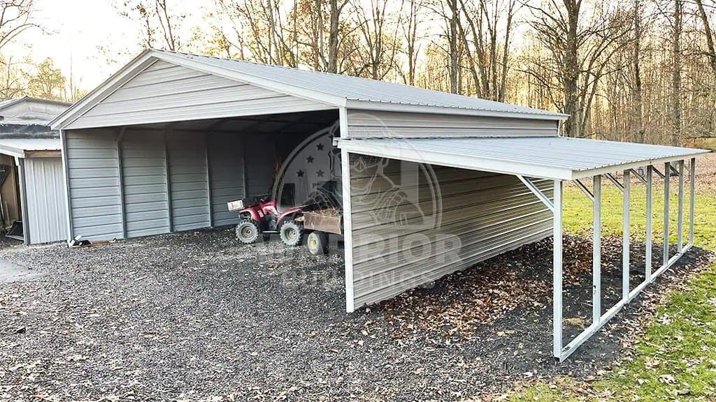 30x25x9 Triple Wide Carport with Lean-To