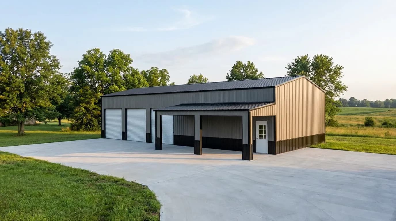 30'x70'x14' Metal Building with 12'x20'x10' Lean-To