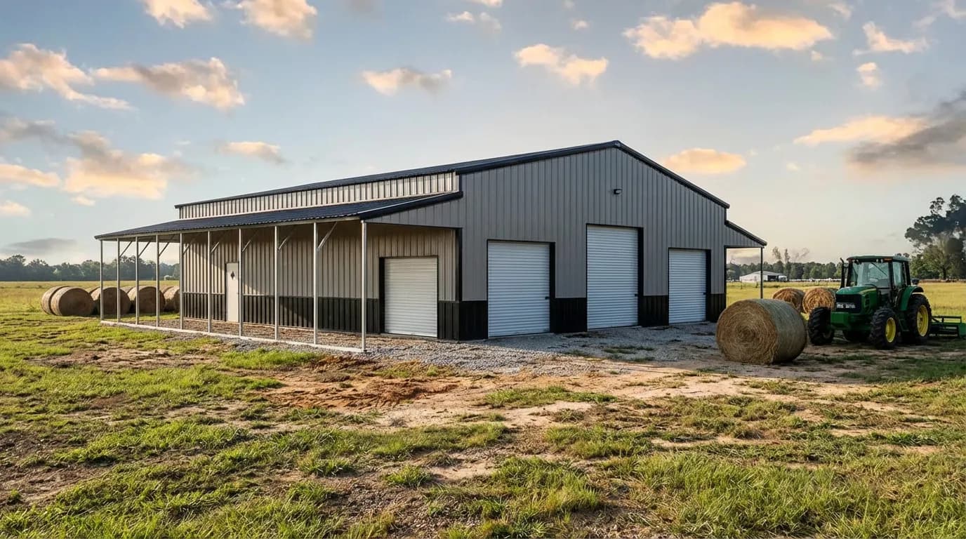 50'x40'x16' Commercial Metal Barn with Lean-To(s)