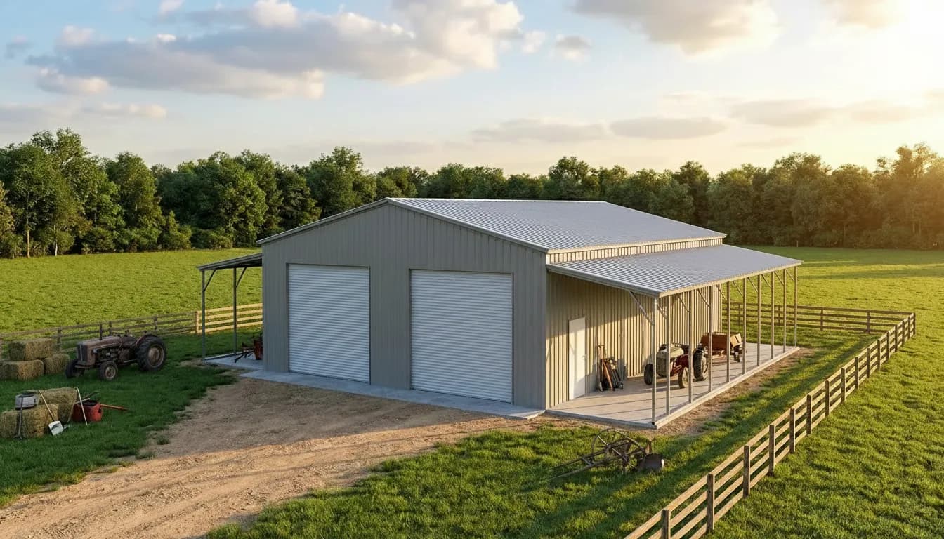 40'x53'x16' Metal Building with Lean-Tos