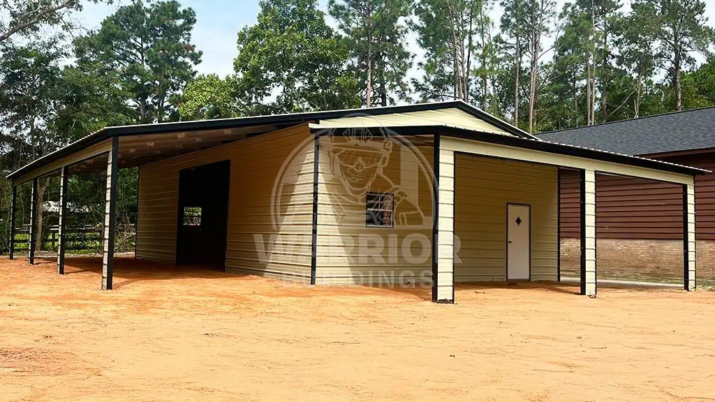 24x35x13 Garage with Double Lean-To